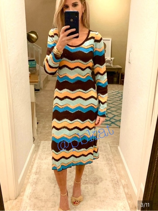 Missoni Dresses & Skirts - Missoni Crocheted Blue Brown Orange Knit Sweater Dress